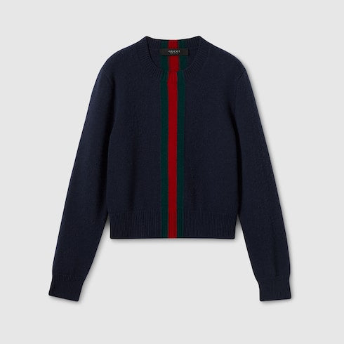 Fine knit wool sweater with Web