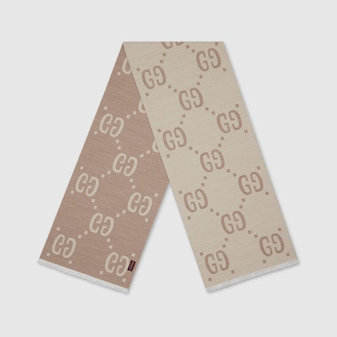 GG jacquard wool silk scarf