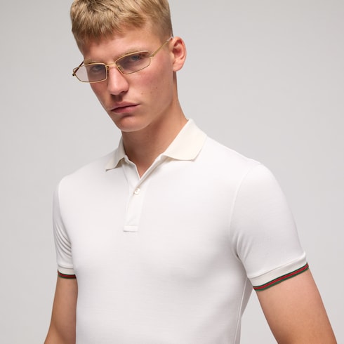 Silk jersey polo shirt with Web