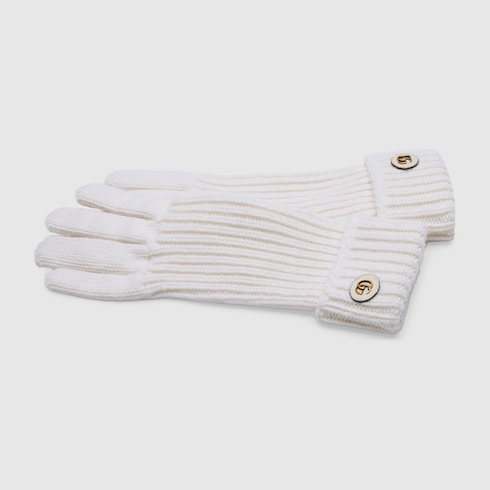Wool cashmere gloves with Double G