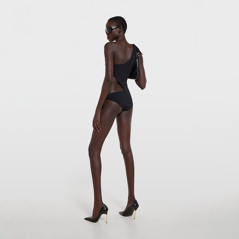 Stretch jersey swimsuit with embroidery