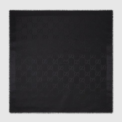 GG jacquard silk wool shawl