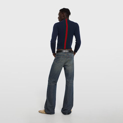 Fine knit wool sweater with Web