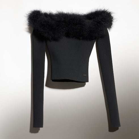 Rib viscose off-the-shoulder top