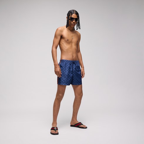 Printed poplin tech swim shorts