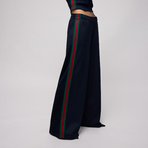 Rib cotton jersey leisure pants with Web