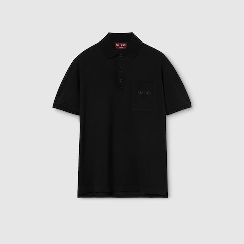 Cotton piquet polo shirt with embroidery