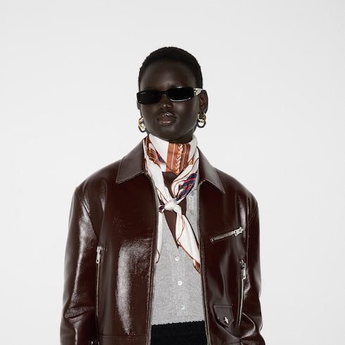 Printed silk jacquard carré