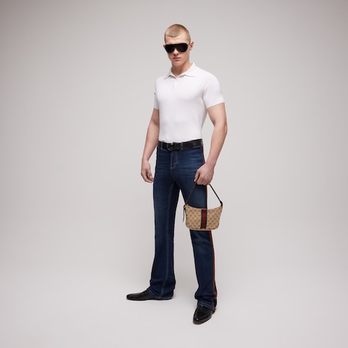 Silk cotton polo shirt with embroidery