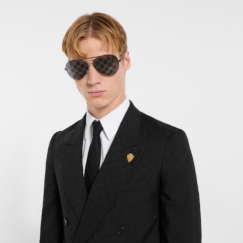 Double-breasted GG wool jacket