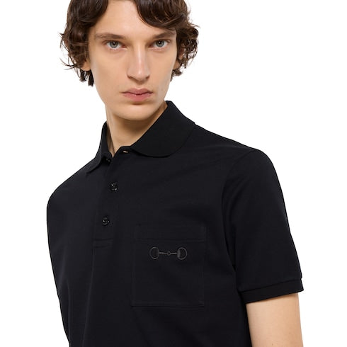 Cotton piquet polo shirt with embroidery