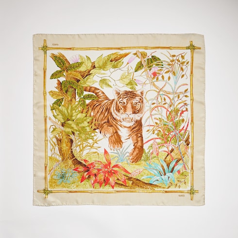 "Il Gattino" printed silk carré