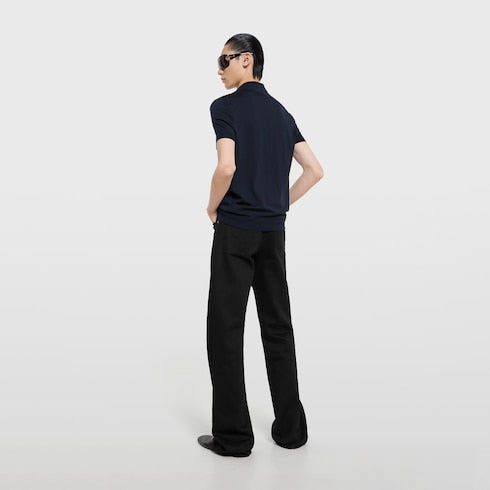 Knit wool polo shirt with embroidery