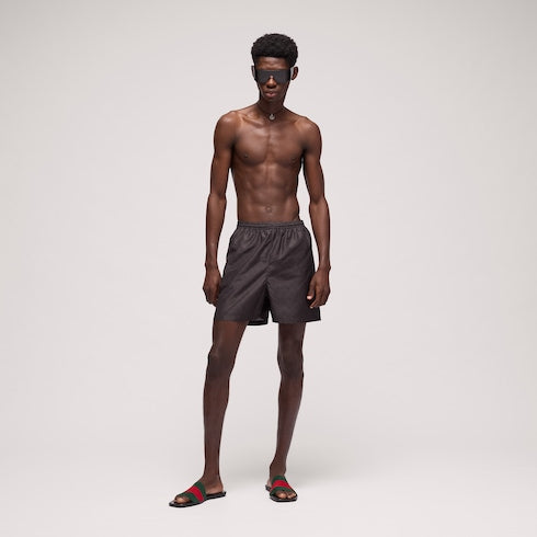 Printed polyester poplin swim shorts