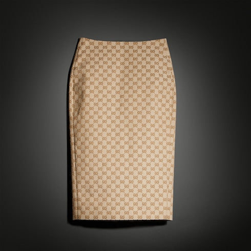 GG cotton canvas midi skirt