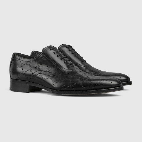 Men's lace-up shoe with lasered GG