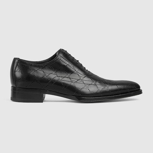 Men's lace-up shoe with lasered GG