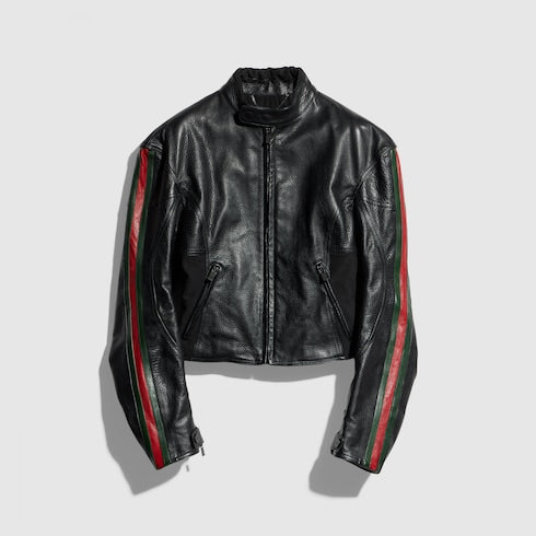 Leather biker jacket with Web