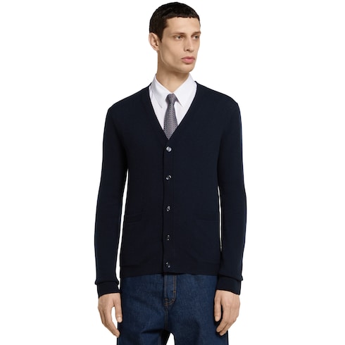 Fine cashmere cardigan with intarsia