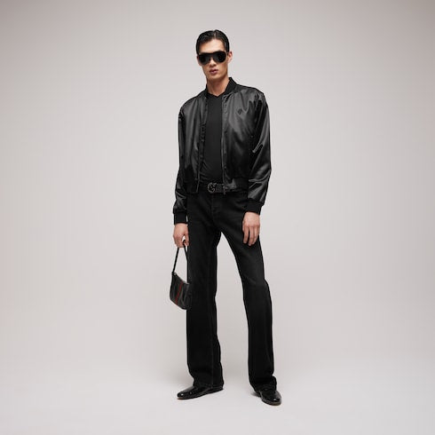 Cotton acetate satin zip jacket