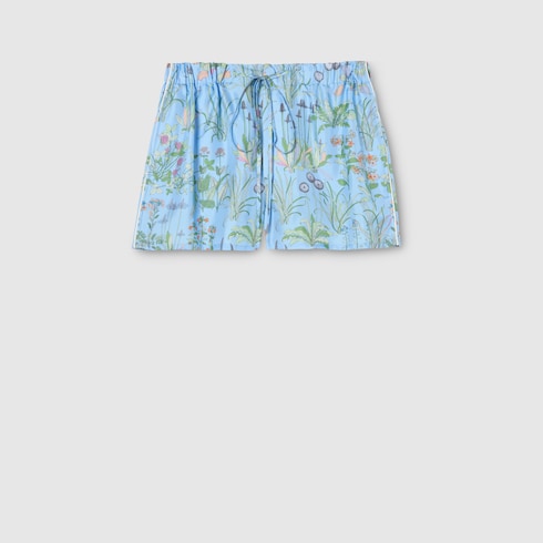 Printed silk twill shorts