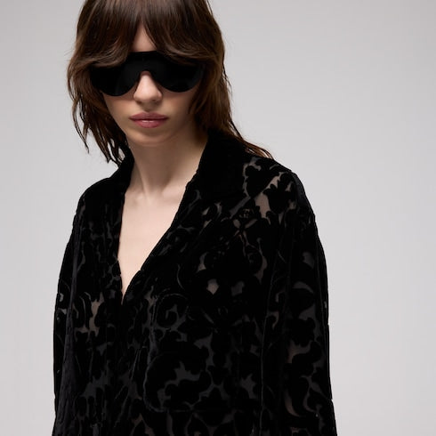 Floral devoré velour shirt