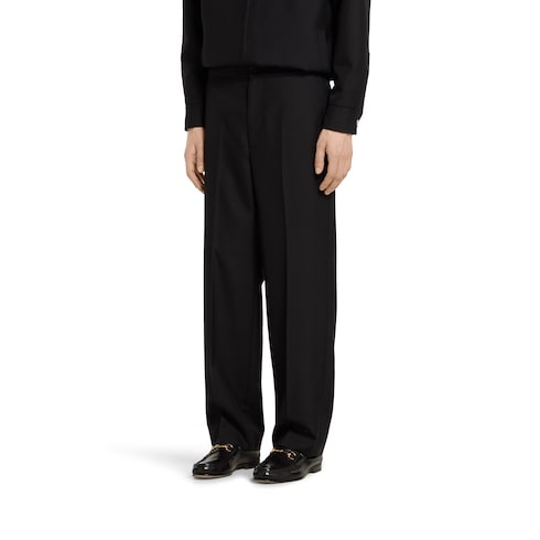 Wool blend twill pant with logo