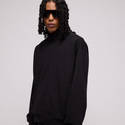 Cotton jersey zip jacket with embroidery