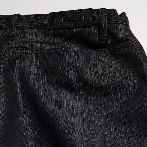 Loose fit cotton blend denim pants