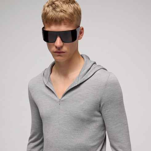 Wool silk blend hooded cardigan