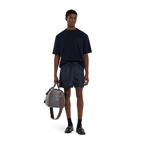 Printed technical poplin swim shorts