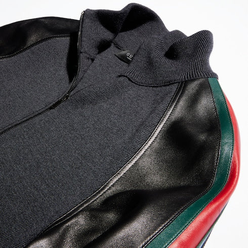 Fine rib wool zip jacket with Web