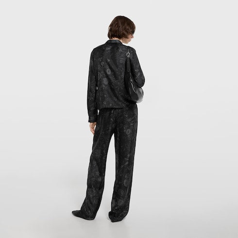 Printed silk twill bowling shirt