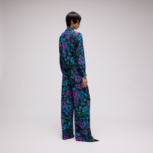 Printed silk leisure pants