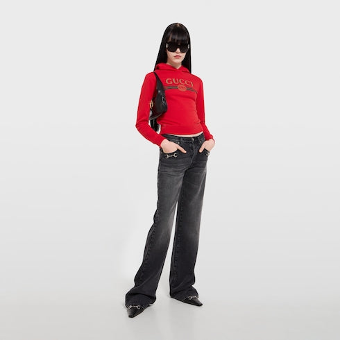Cotton jersey and cashmere sweatshirt with print