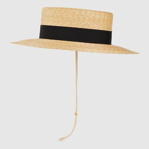 Straw hat with grosgrain detail