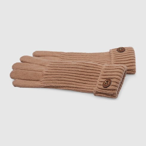 Wool cashmere gloves with Double G