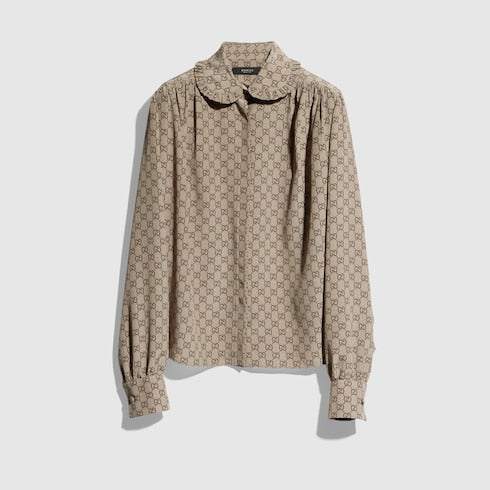 Printed silk crêpe de chine shirt