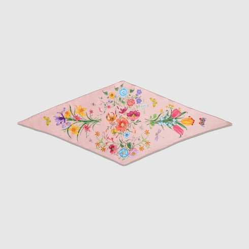 Printed silk twill diamond scarf