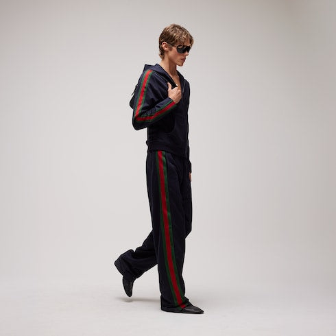 Silk cotton jersey zip jacket with Web
