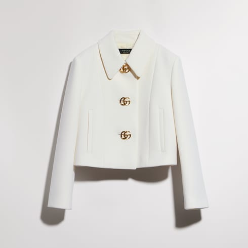 Crêpe wool jacket with Double G button