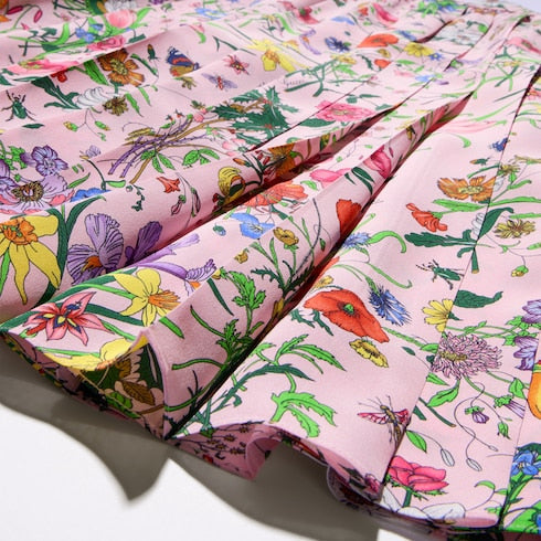 Printed silk midi skirt