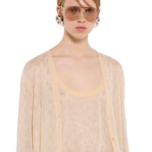 Fine silk tank top with GG crystals
