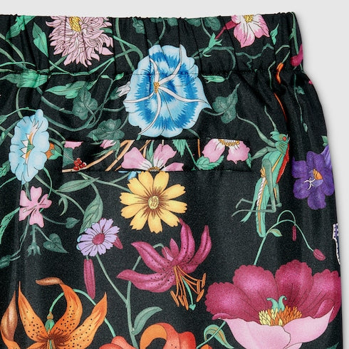 Printed silk twill pants