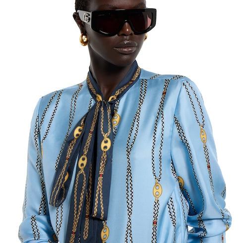 Printed silk twill shirt