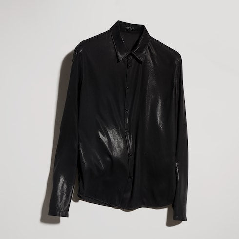 Shiny technical satin shirt