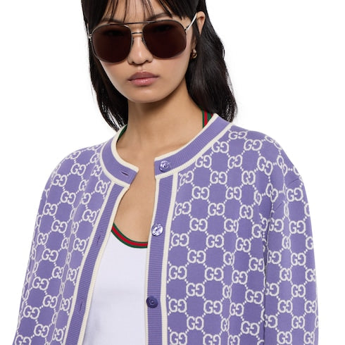 GG fine cotton jacquard cardigan