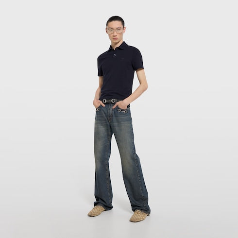 Cotton piquet polo shirt with embroidery