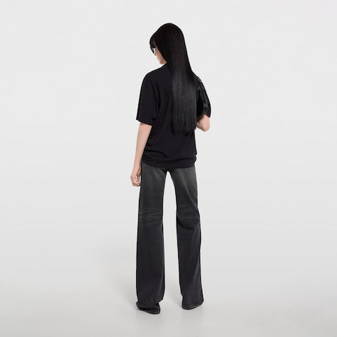 Cotton jersey and silk T-shirt with print