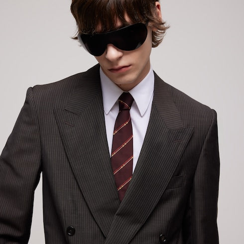 Diagonal Horsebit silk jacquard tie